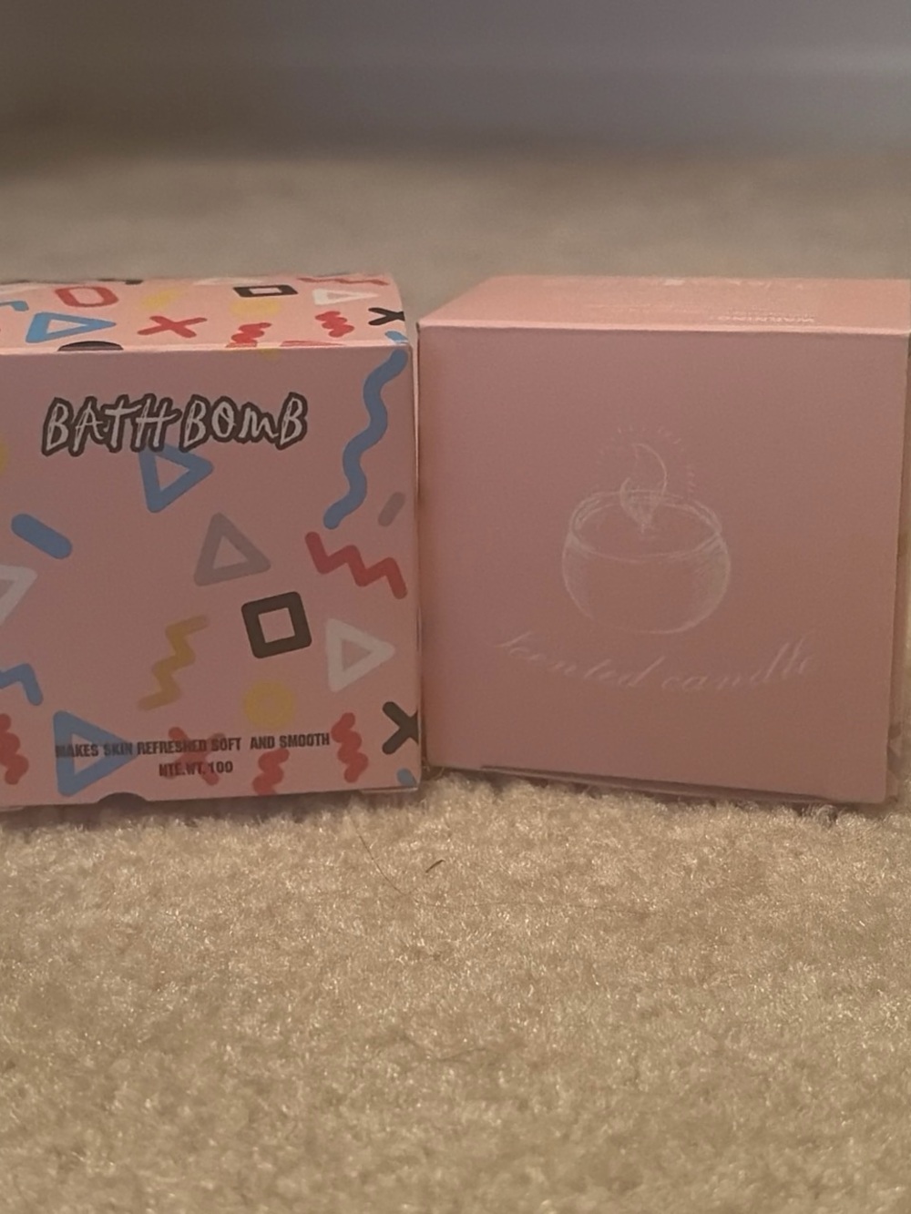 Bath Bomb & Scented Candle Gift Set - Pink